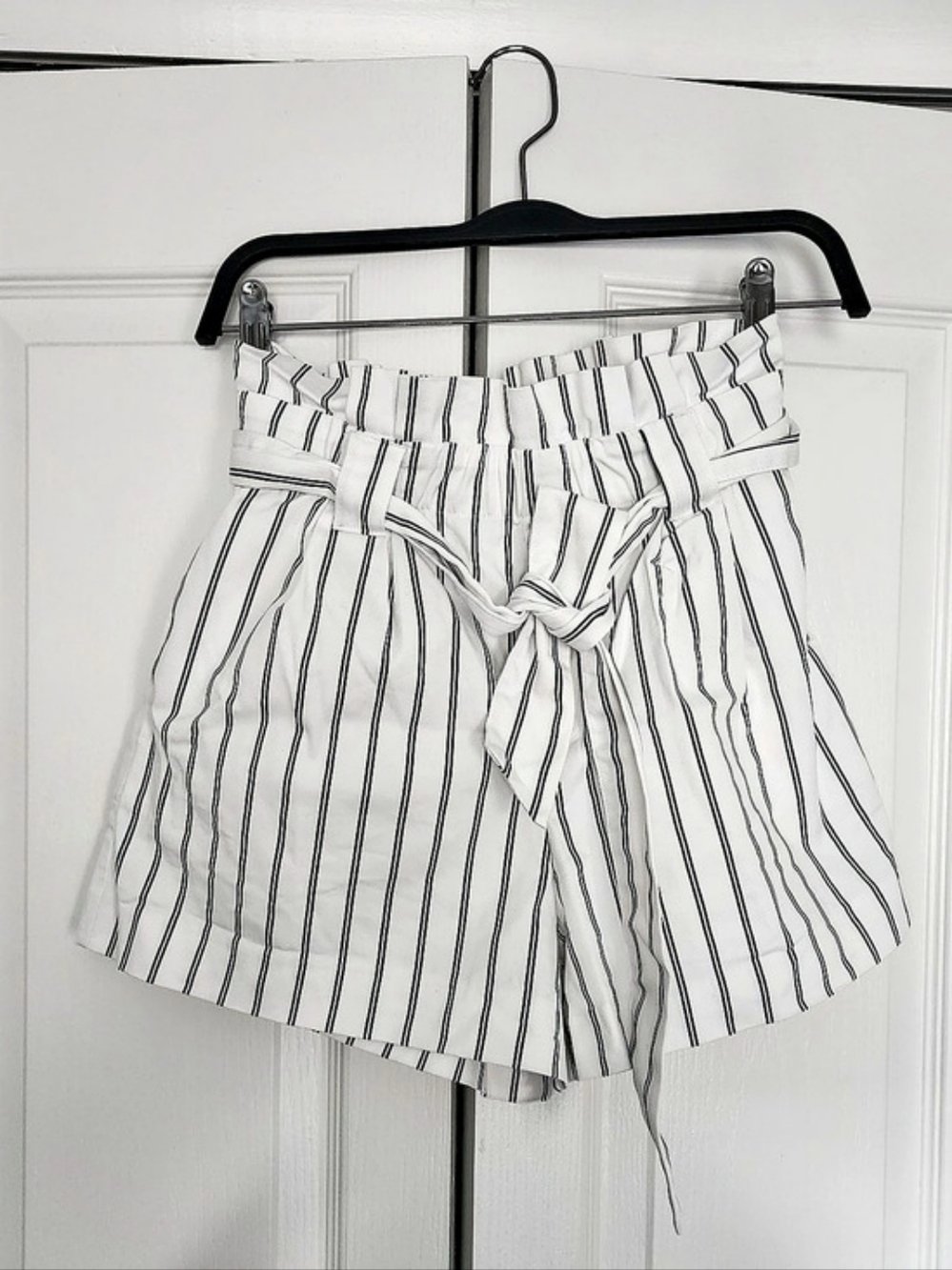 Zara TRF Collection striped tie-waist shorts Striped High Waist Shorts in White